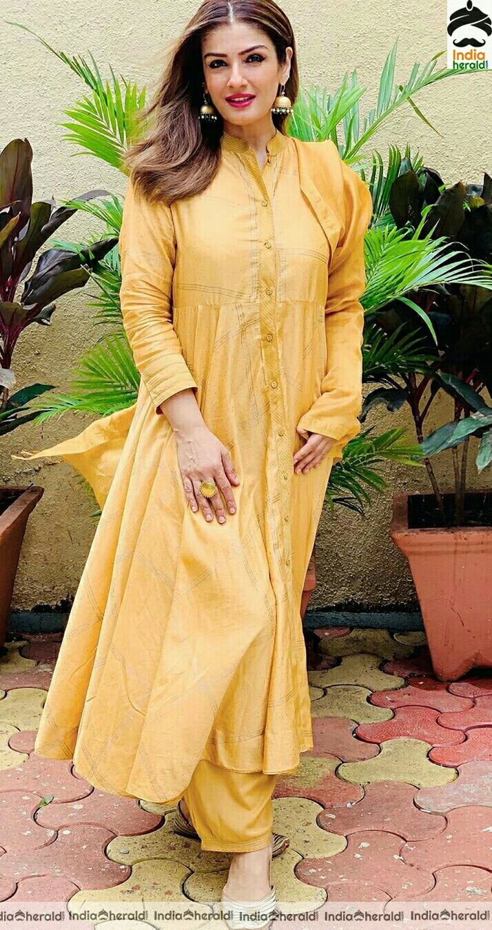 Raveena Tandon Cute Yellow Chudi Stills