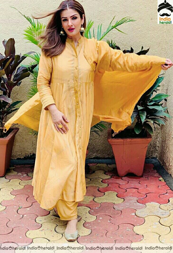 Raveena Tandon Cute Yellow Chudi Stills