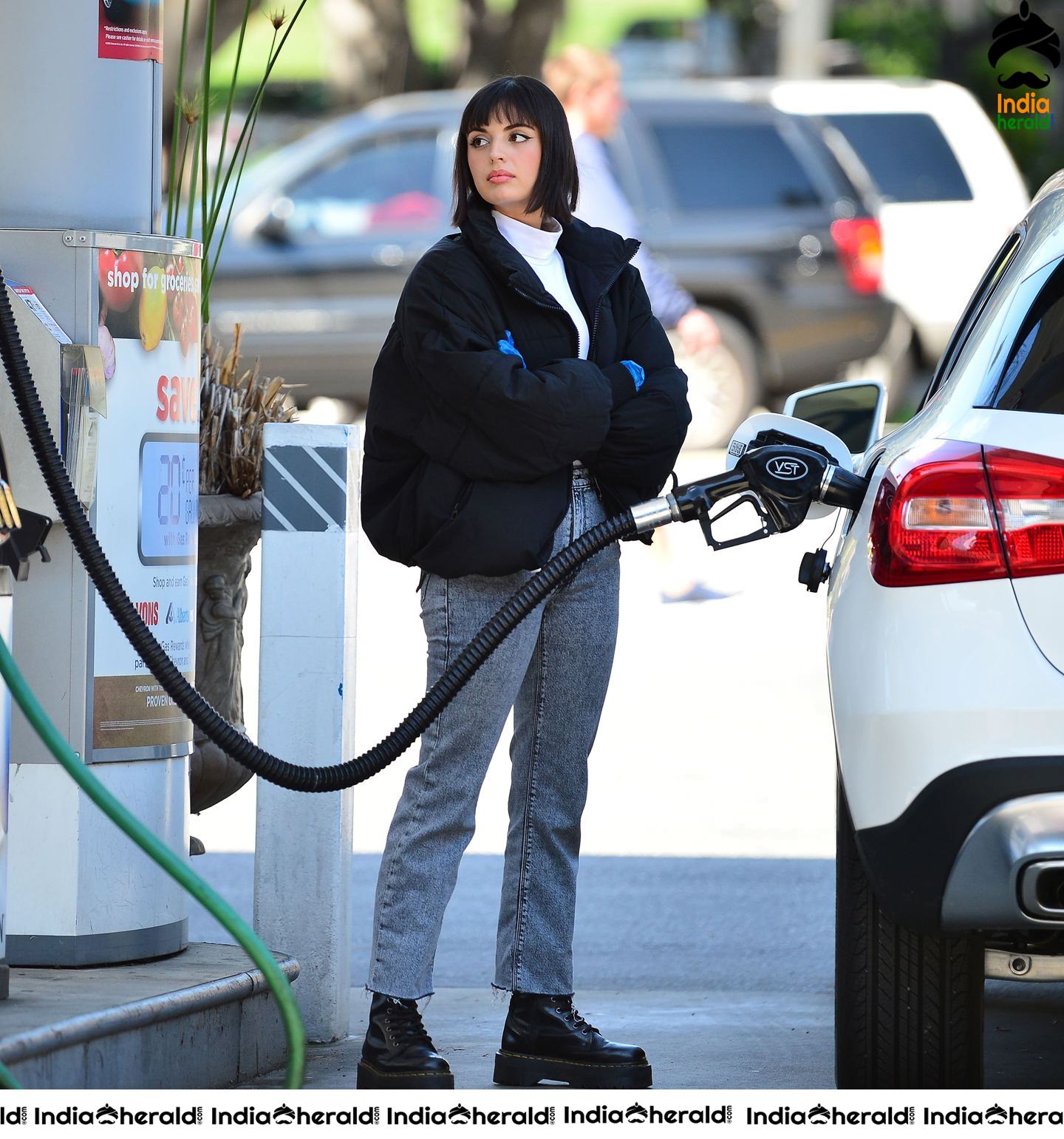 Rebecca Black pumping gas in Los Angeles