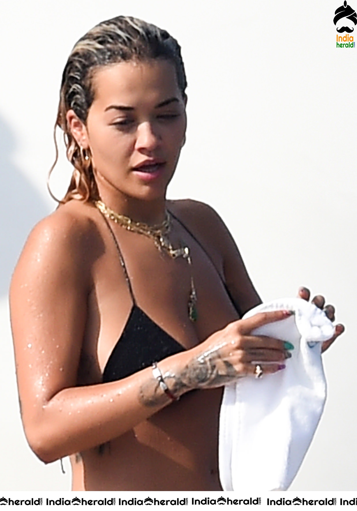 Rita Ora in Bikini enjoys at a Beach in Studio City