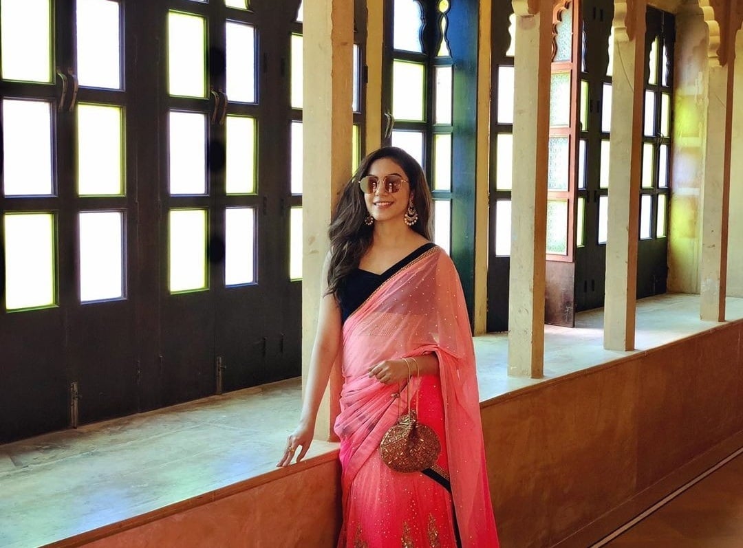Ritu Varma Tempts In Transparent Pink Saree