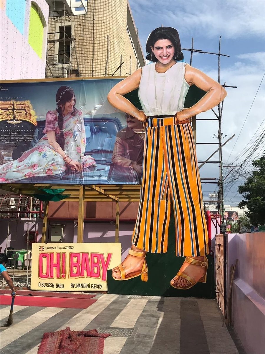 Samantha Cut Out For Oh Baby Movie At Sailaja Theatre In Vijayawada