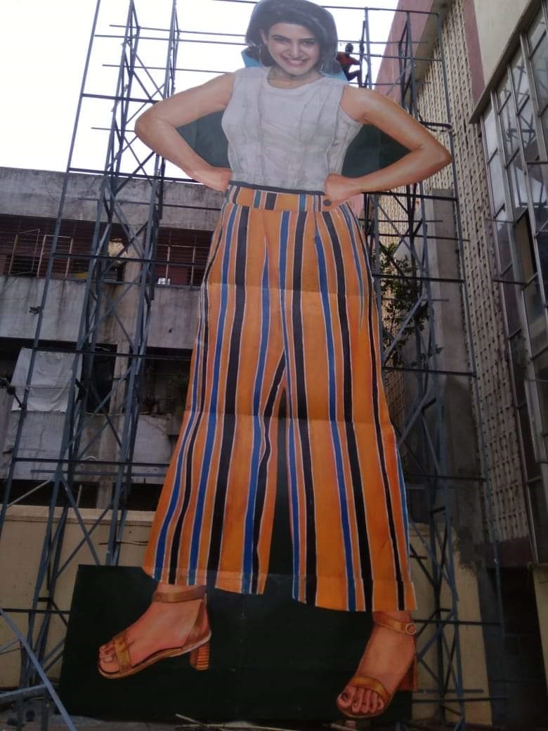 Samantha Cut Out For Oh Baby Movie At Sailaja Theatre In Vijayawada