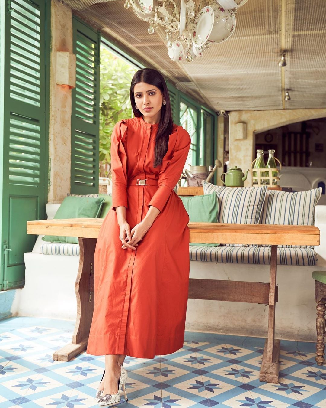 Samantha Rocking Stills In An Orange Dress