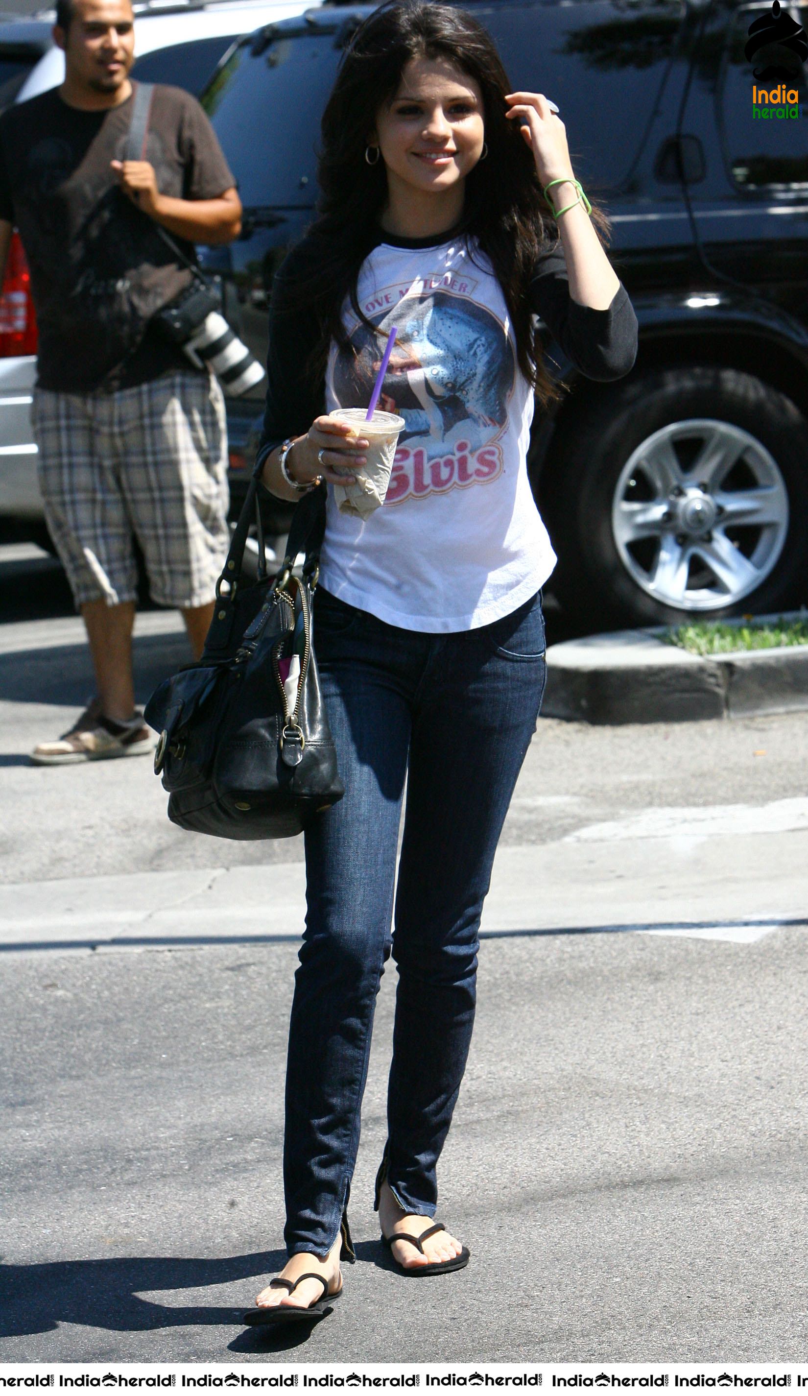 Selena Gomez caught by Paparazzi as she is seen in Coffee Bean shop at Toluca Lake