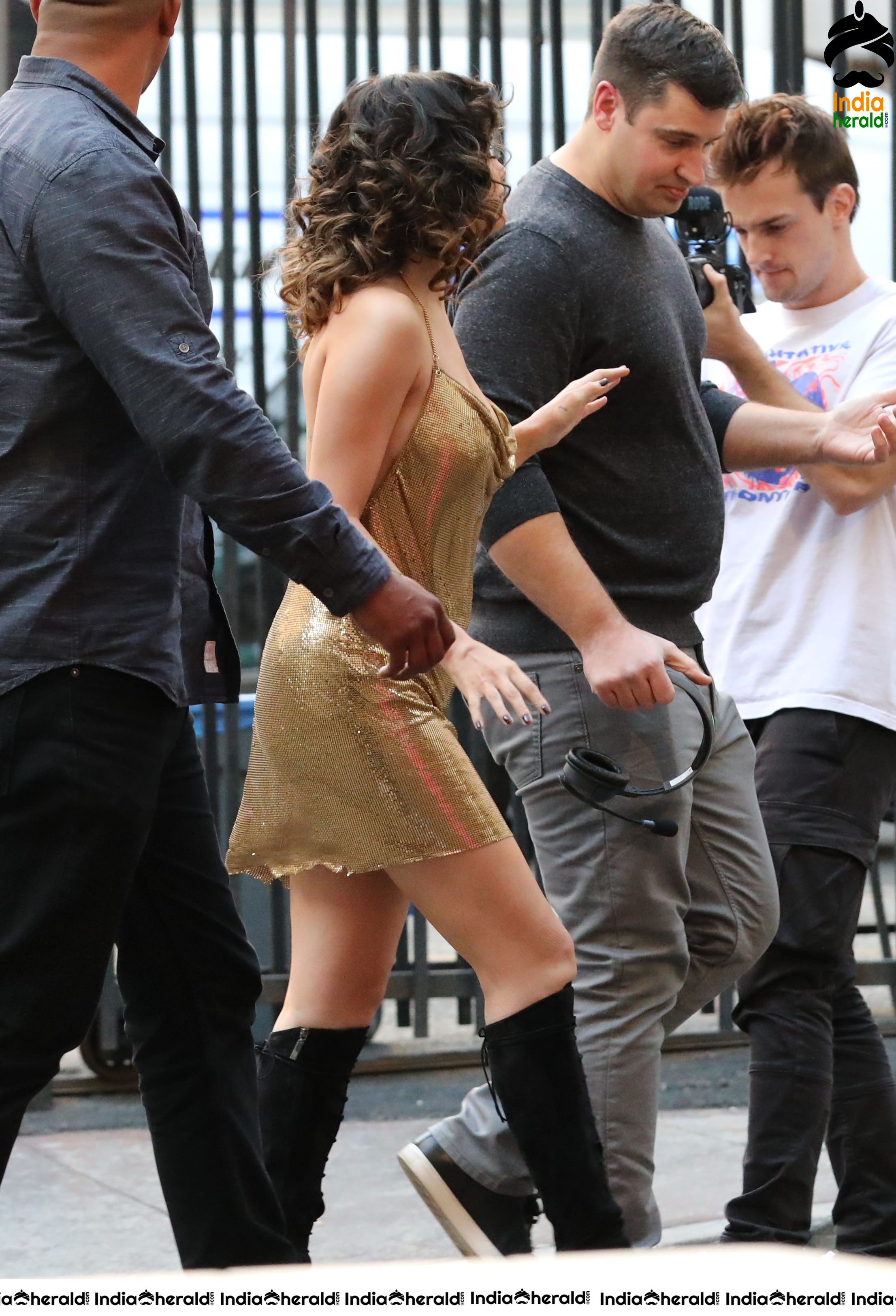 Selena Gomez flaunts her Bare Back during the shooting of a Music Video in LA