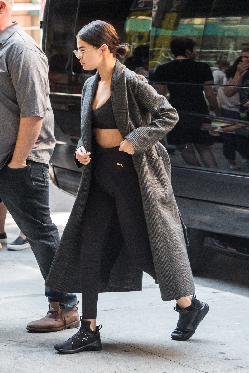 Selena Gomez Spotted In A Sports Bra And Tight Leggins In NYC