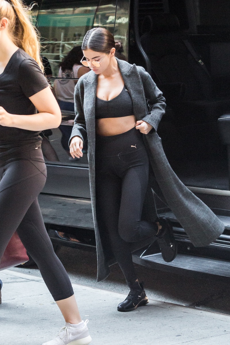 Selena Gomez Spotted In A Sports Bra And Tight Leggins In NYC