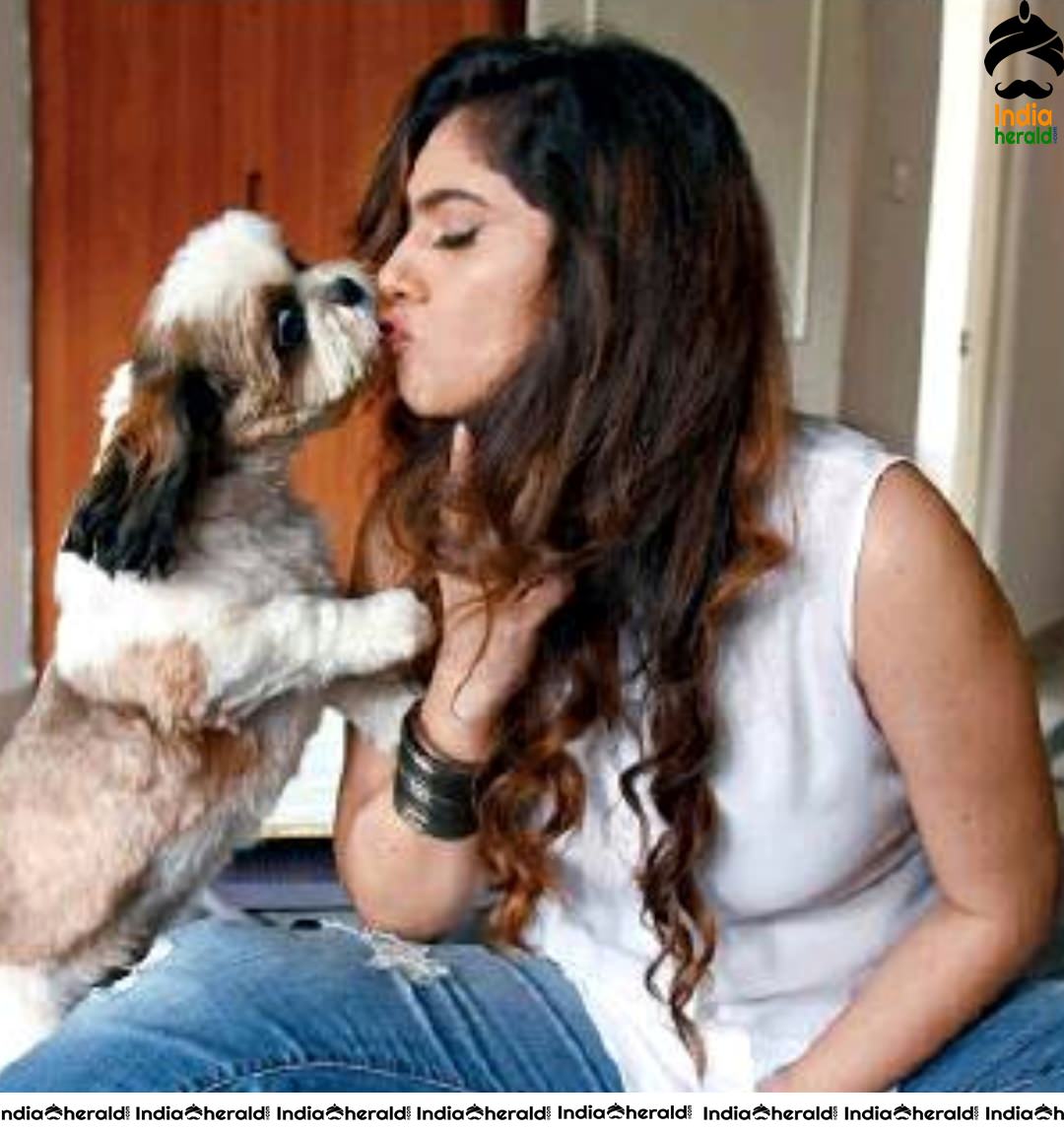 Sherin Latest Photos with her Pet Jaggar