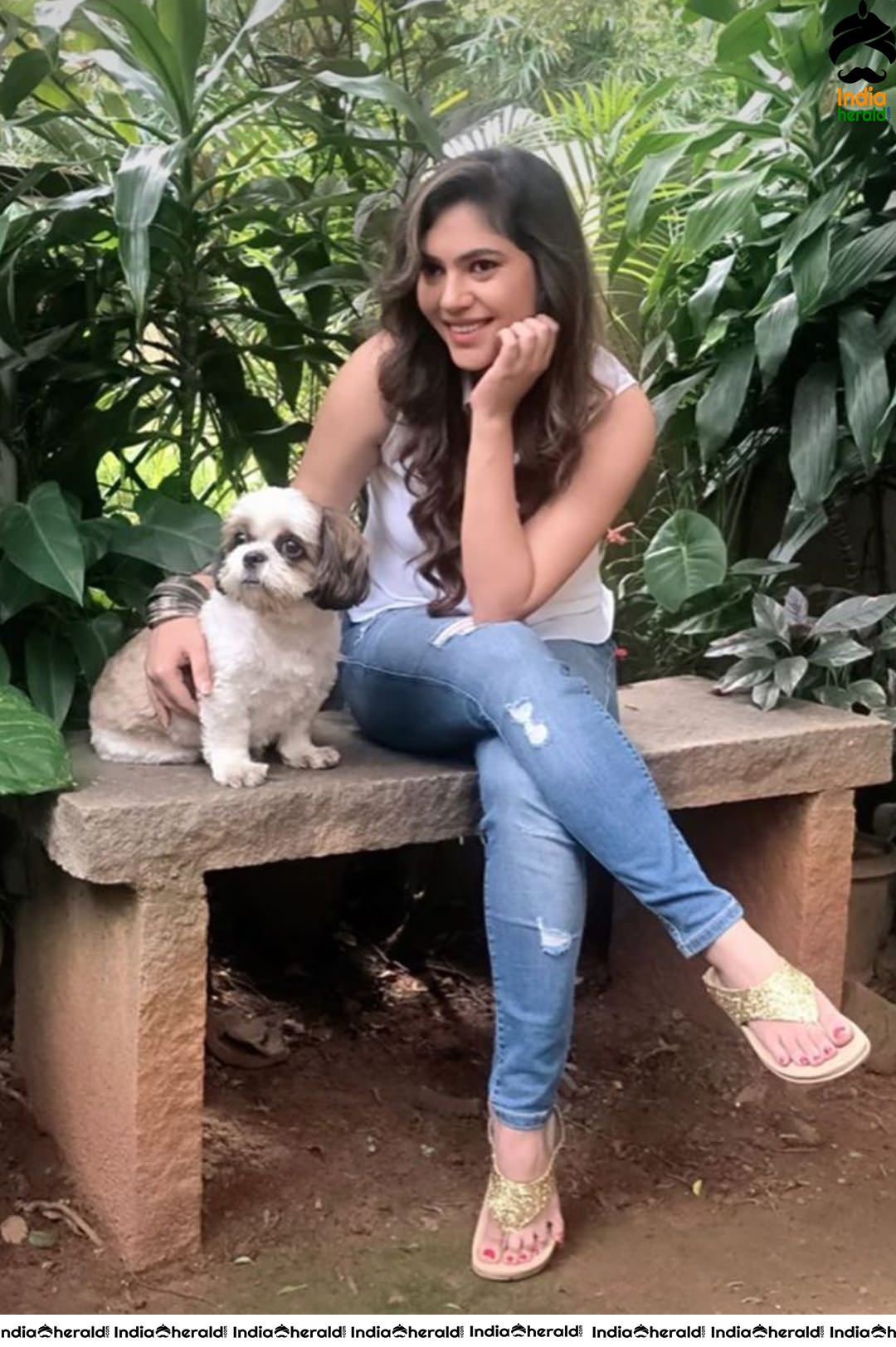 Sherin Latest Photos with her Pet Jaggar