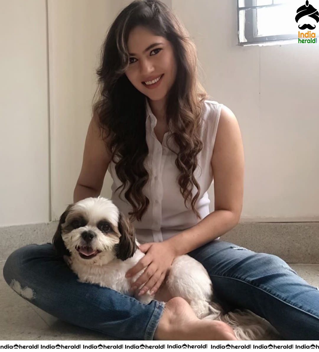 Sherin Latest Photos with her Pet Jaggar