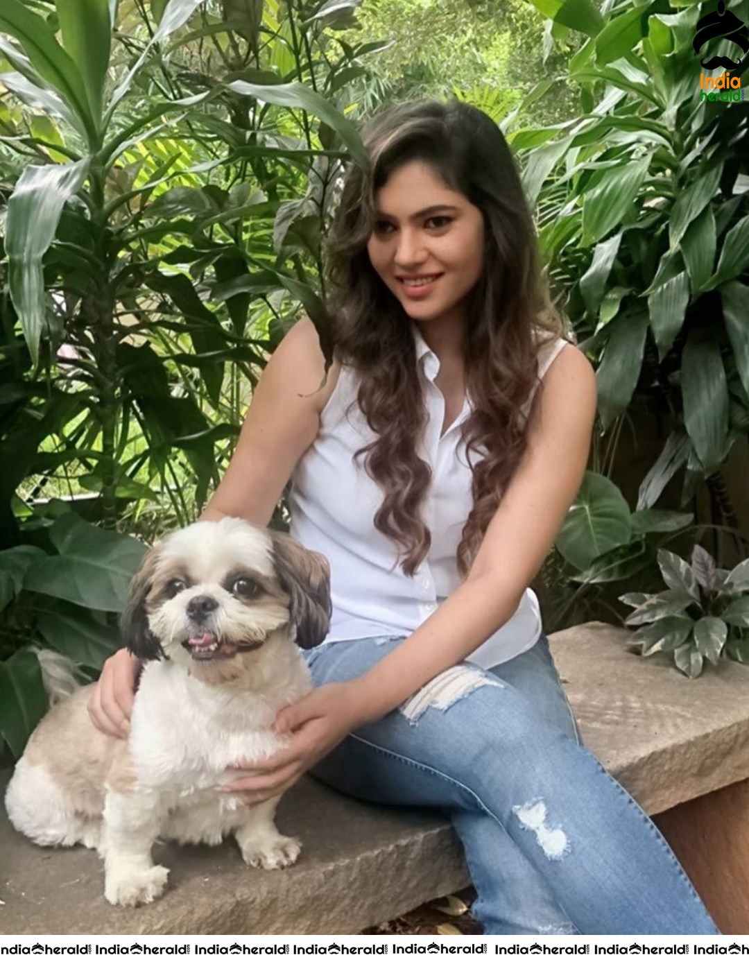 Sherin Latest Photos with her Pet Jaggar