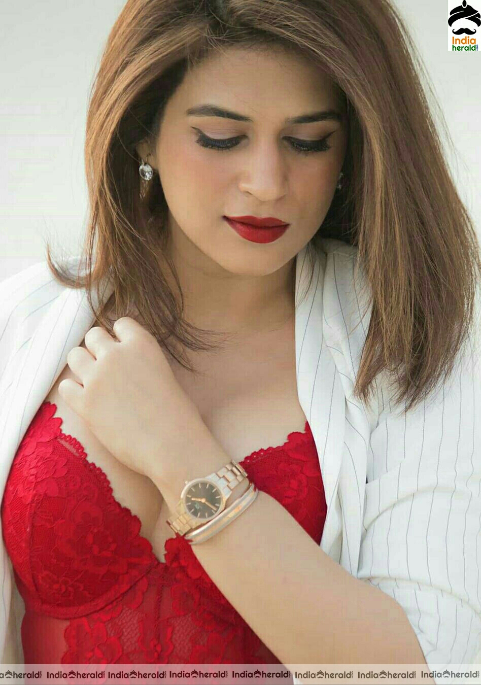 Shraddha Das Hot And Cute Red Dress Stills