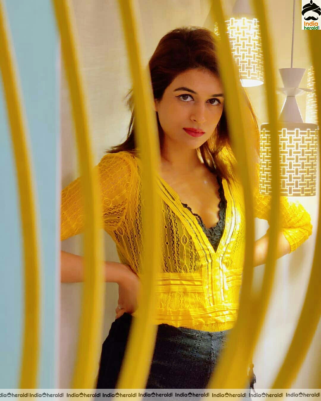 Shraddha das Hot Black and Yellow Dress Stills