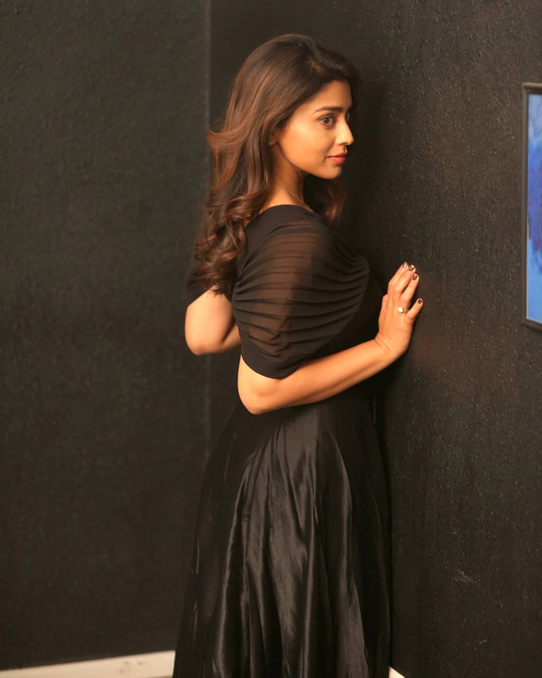 Shriya Saran Hot Thigh Show in Black Colour Dress