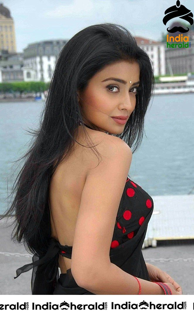 Shriya Saran Looking Super Sexy in Black Transparent Saree