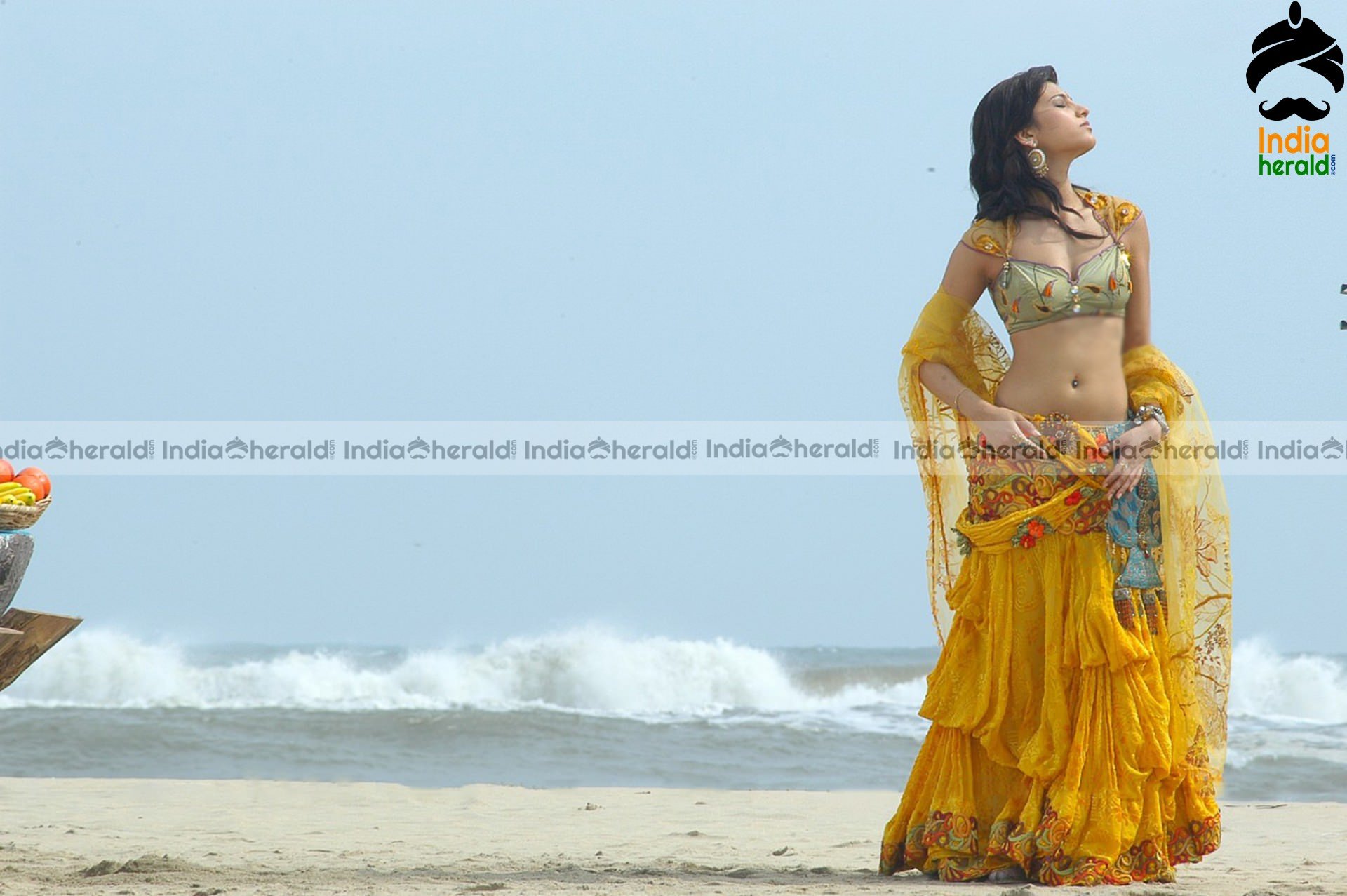 Shruti Haasan Hot HD Photos Exposing her Tempting Belly Pierced Navel and Big Cleavage Set 2