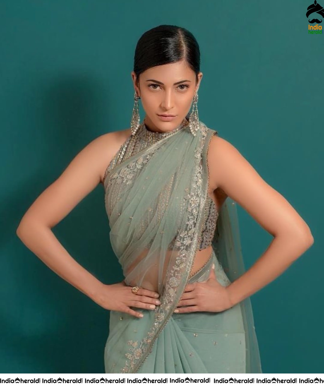 Shruti Haasan Hot Photoshoot in Saree exposing her sexy Hip and Navel