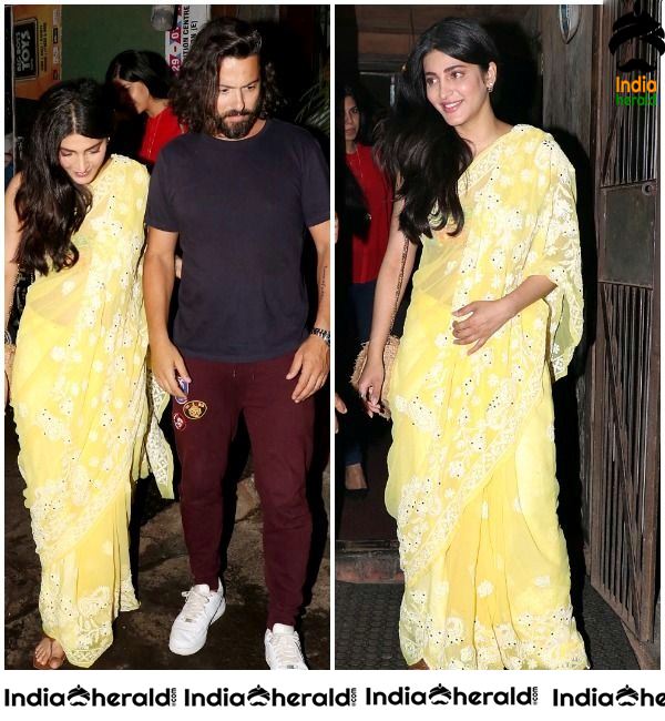 Shruti Haasan Unseen Hot Photos in Saree when roaming with her Ex Boyfriend
