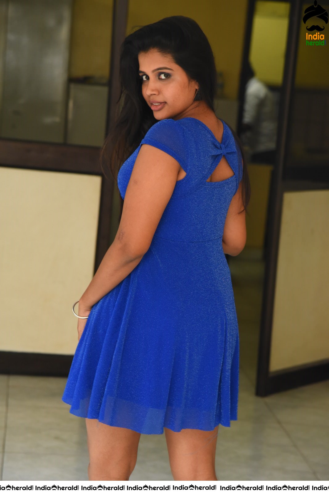 Shylaja Shows her Sexy Thighs in Blue Short Frock Set 2
