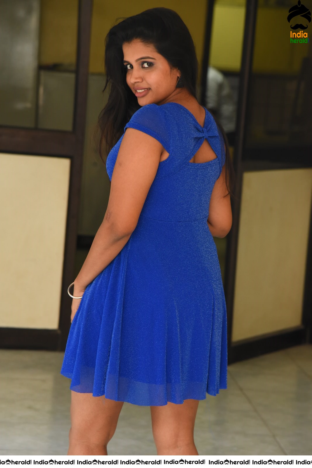 Shylaja Shows her Sexy Thighs in Blue Short Frock Set 2