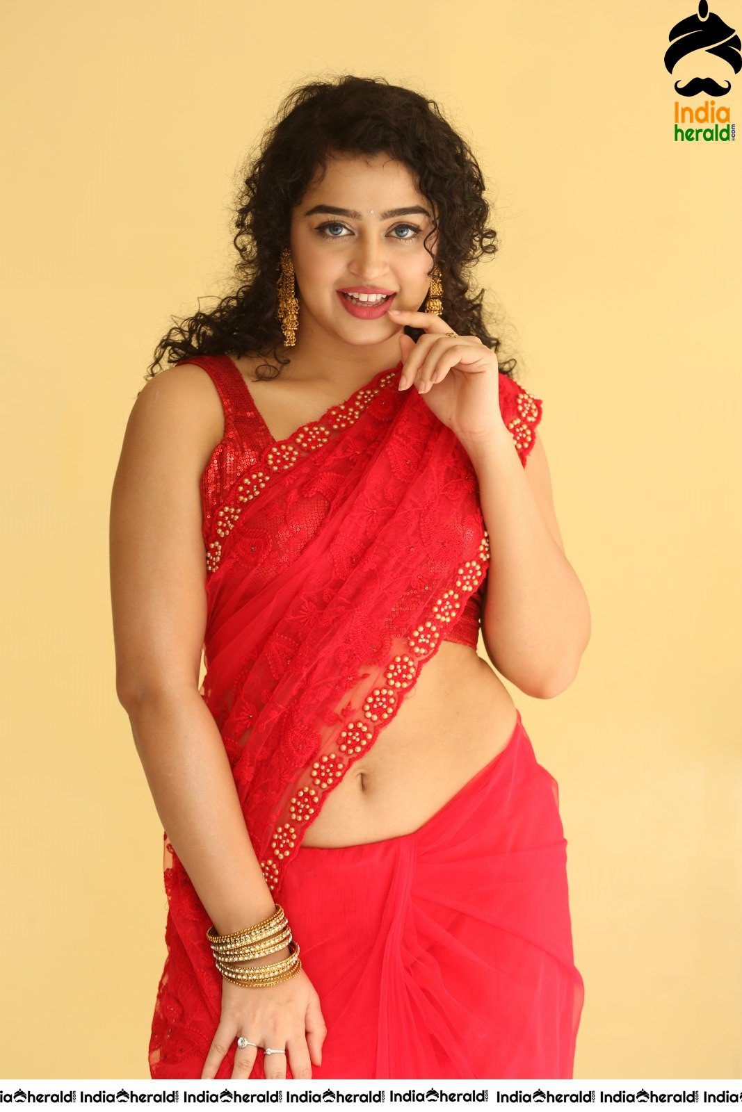 Sizzling Red Hot Photos of Ankeeta in Saree exposing her Sexy Waist and Navel Set 1