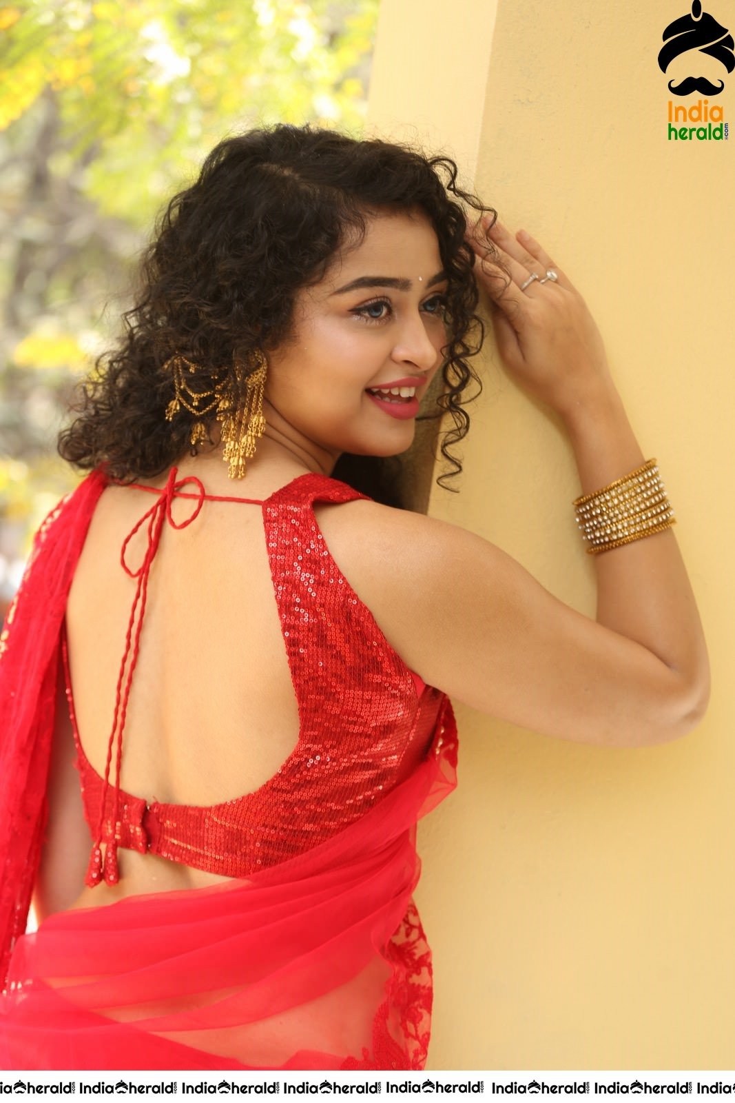 Sizzling Red Hot Photos of Ankeeta in Saree exposing her Sexy Waist and Navel Set 2