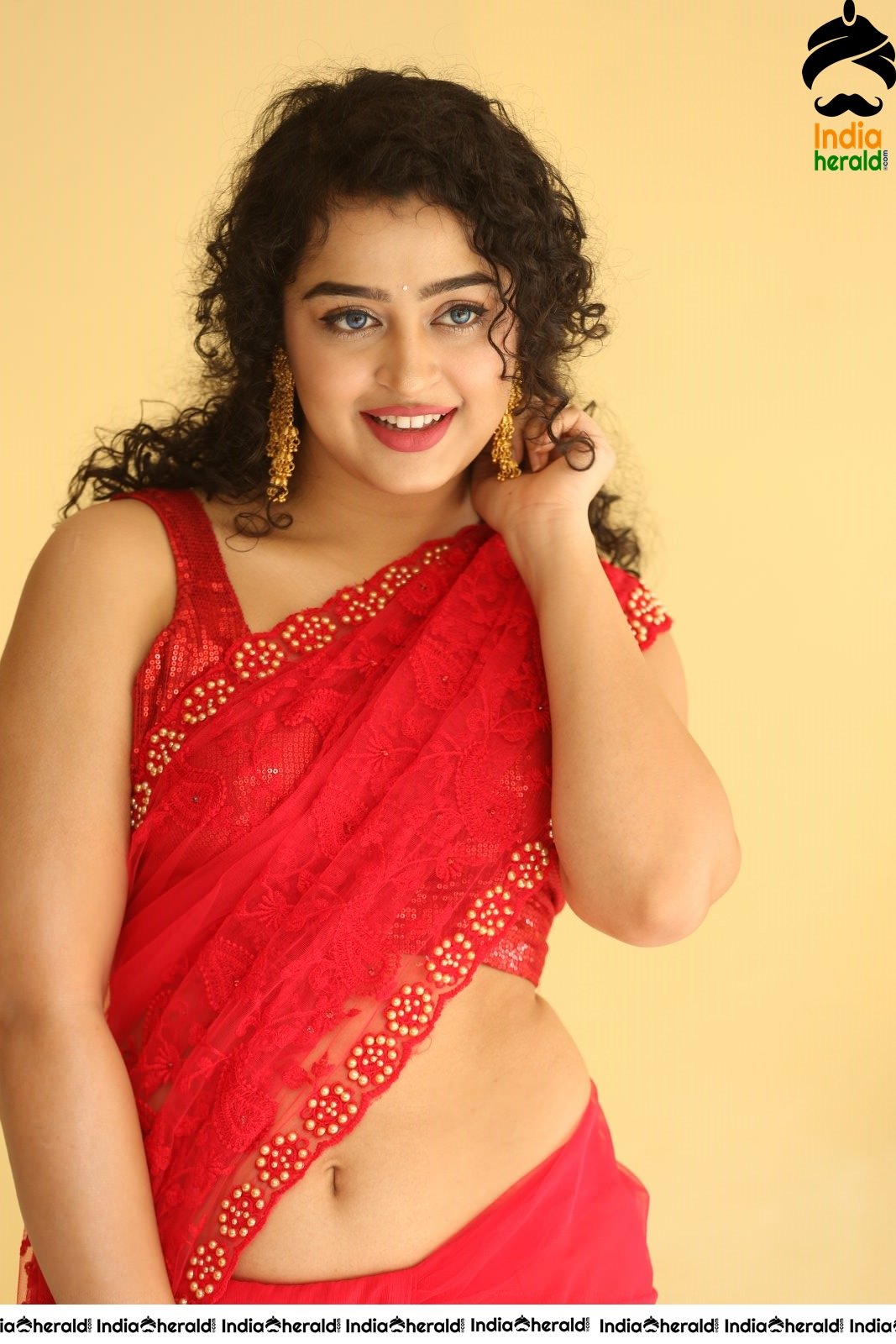 Sizzling Red Hot Photos of Ankeeta in Saree exposing her Sexy Waist and Navel Set 2