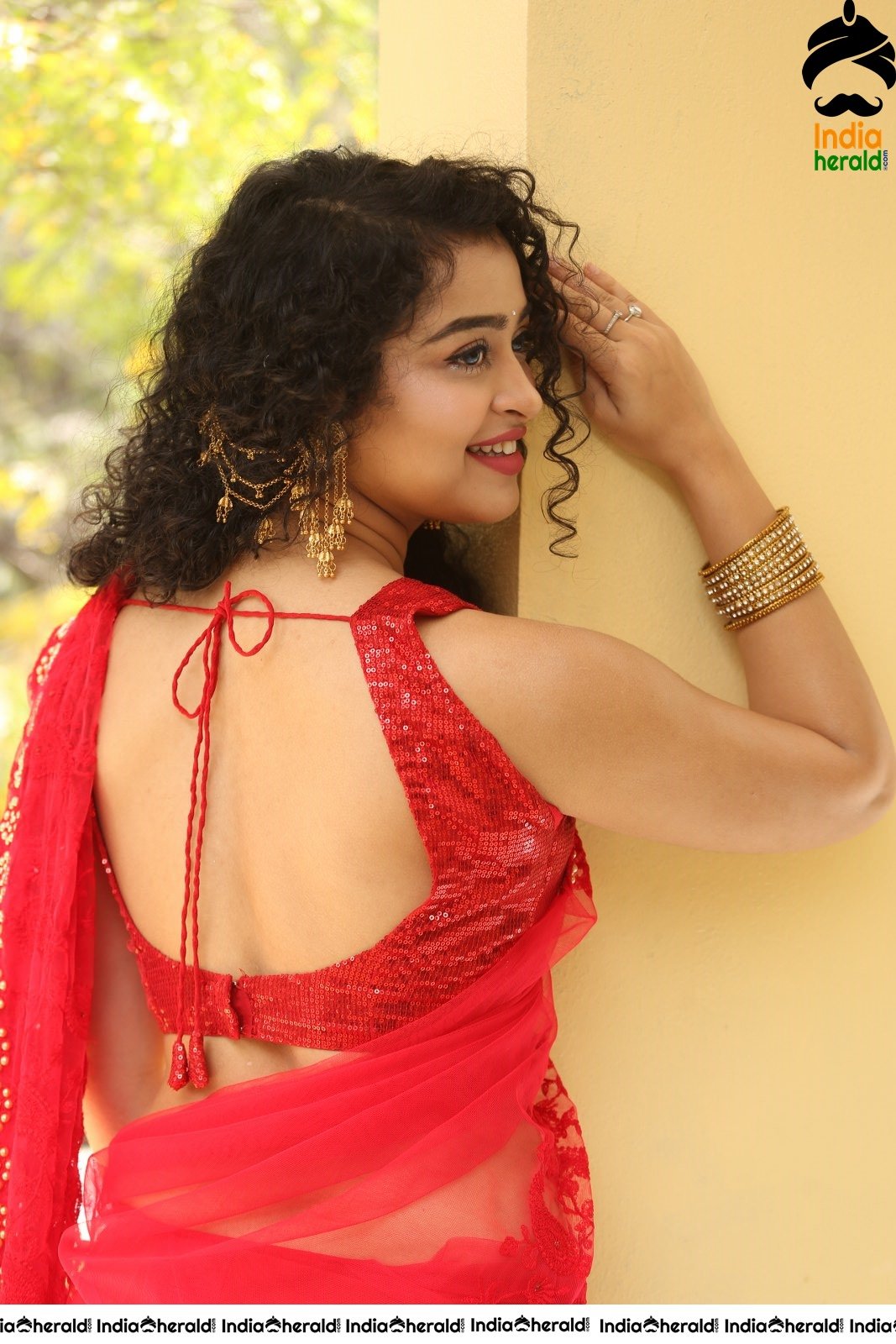 Sizzling Red Hot Photos of Ankeeta in Saree exposing her Sexy Waist and Navel Set 2