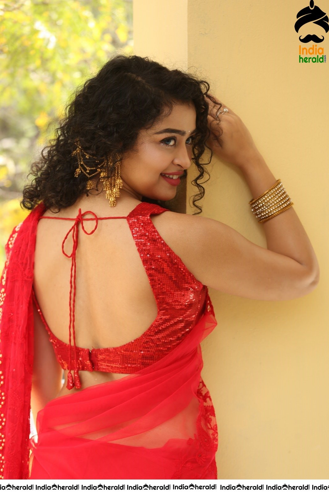Sizzling Red Hot Photos of Ankeeta in Saree exposing her Sexy Waist and Navel Set 2