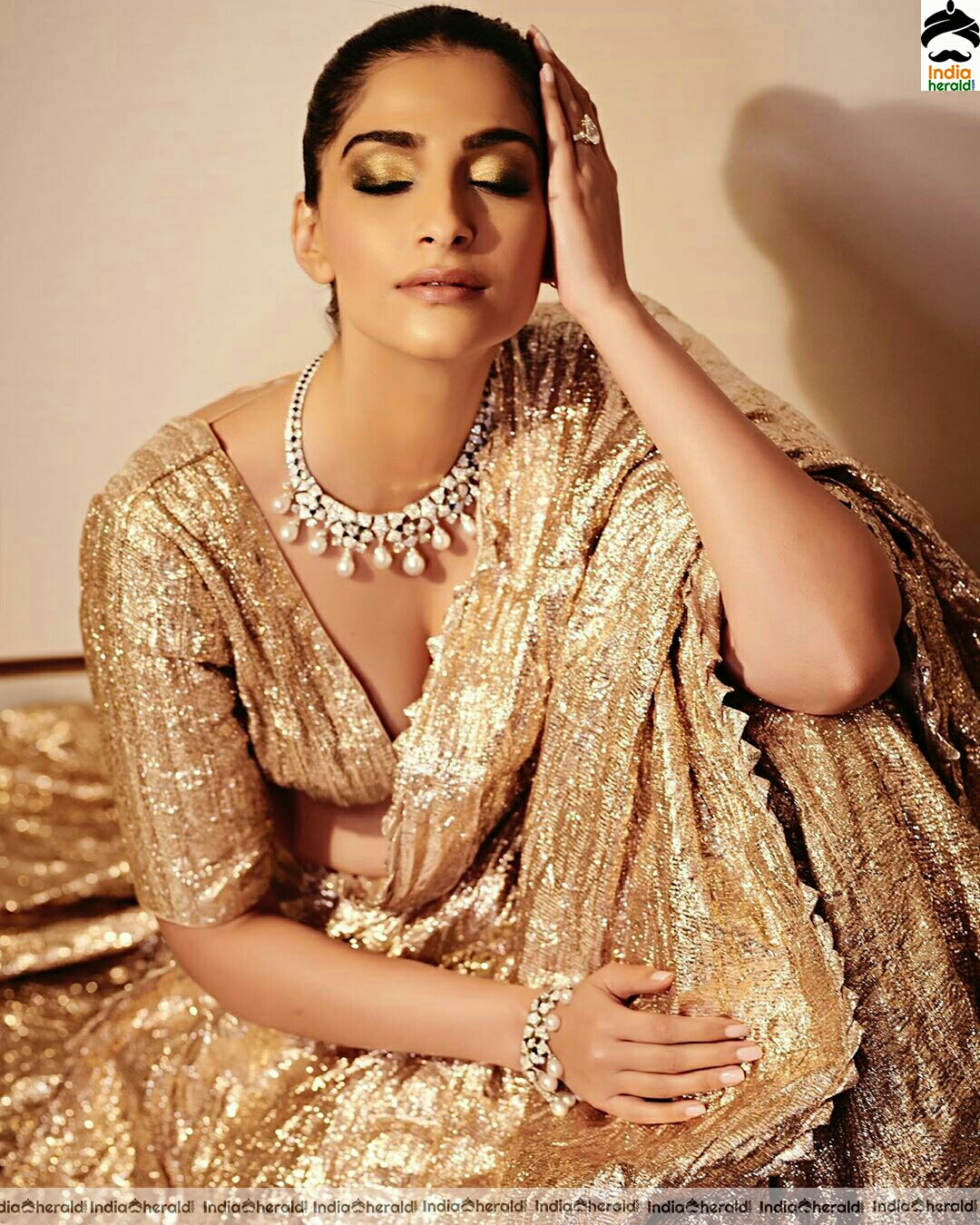 Sonam Kapoor Hot Golden Dress Photoshoot