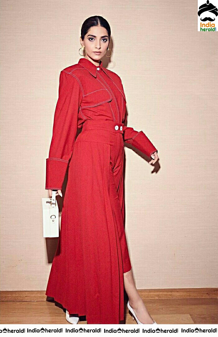 Sonam Kapoor Super Stylish Red Dress Photoshoot