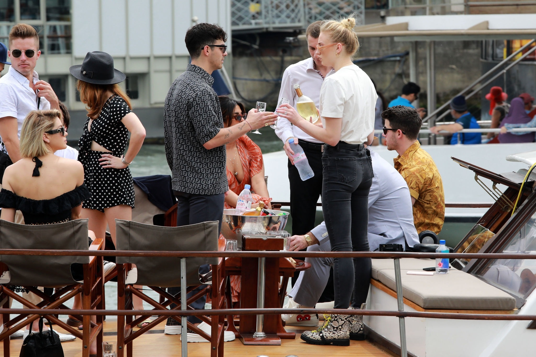 Sophie Turner And Priyanka Chopra Are Seen On A Boat Cruise On The River Seine Set 1