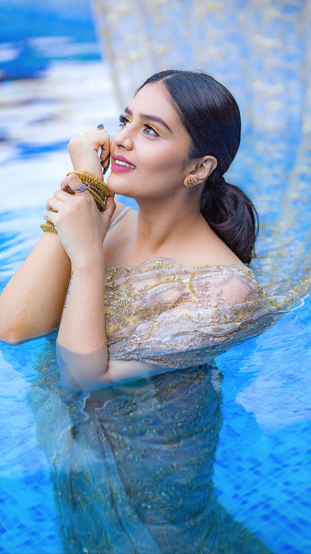 Sree Mukhis Spices The Heat By Getting Wet In Swimming Pool