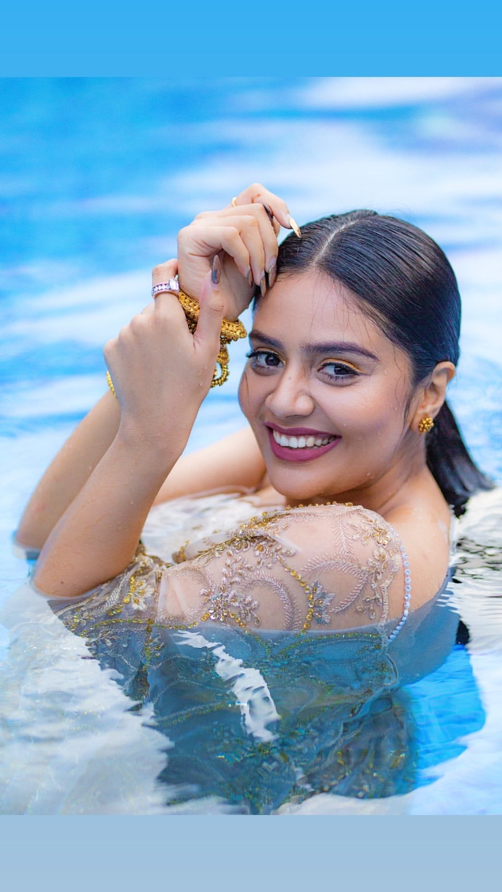 Sree Mukhis Spices The Heat By Getting Wet In Swimming Pool