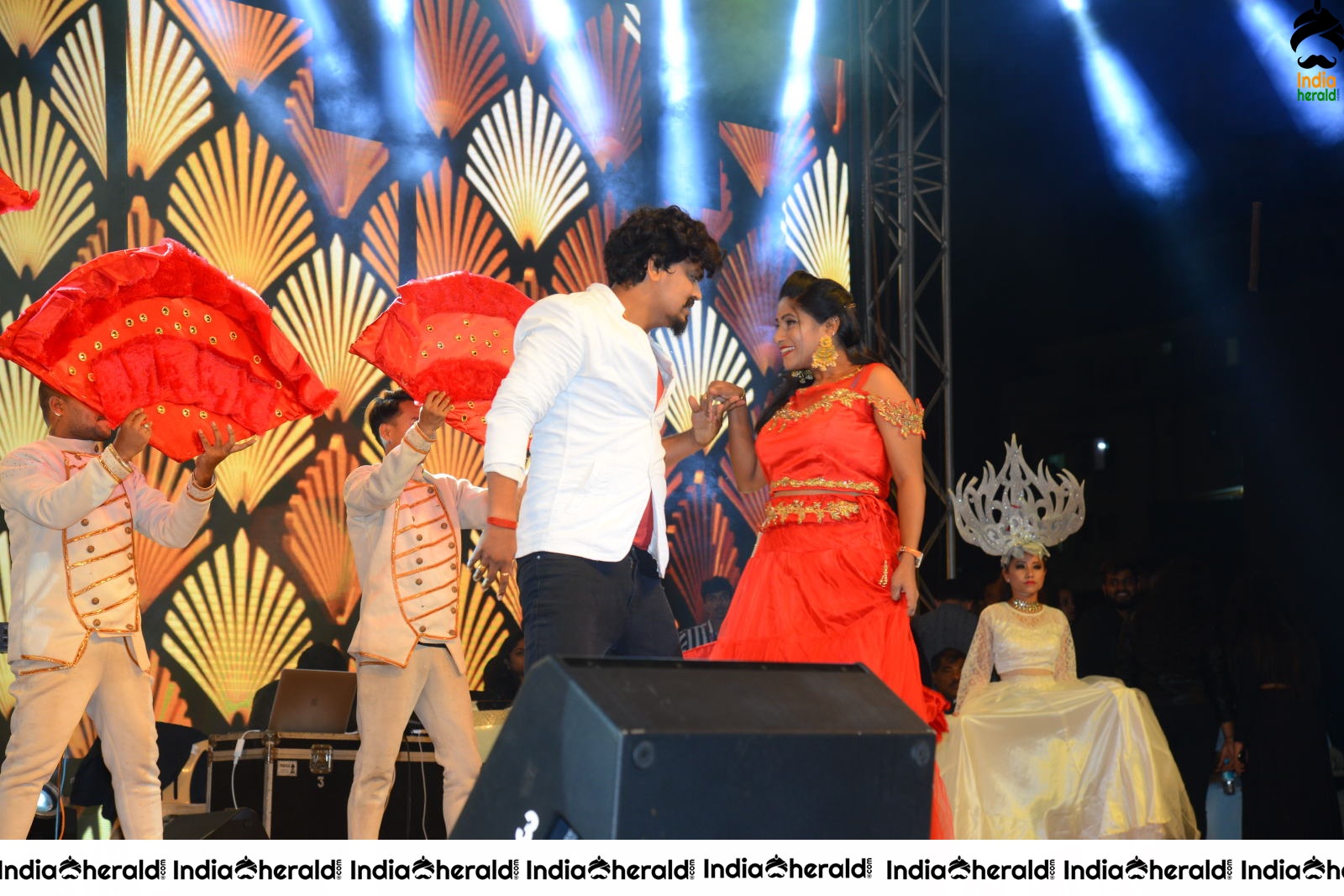 Sreemukhi On the stage during AV Success celebrations Set 2