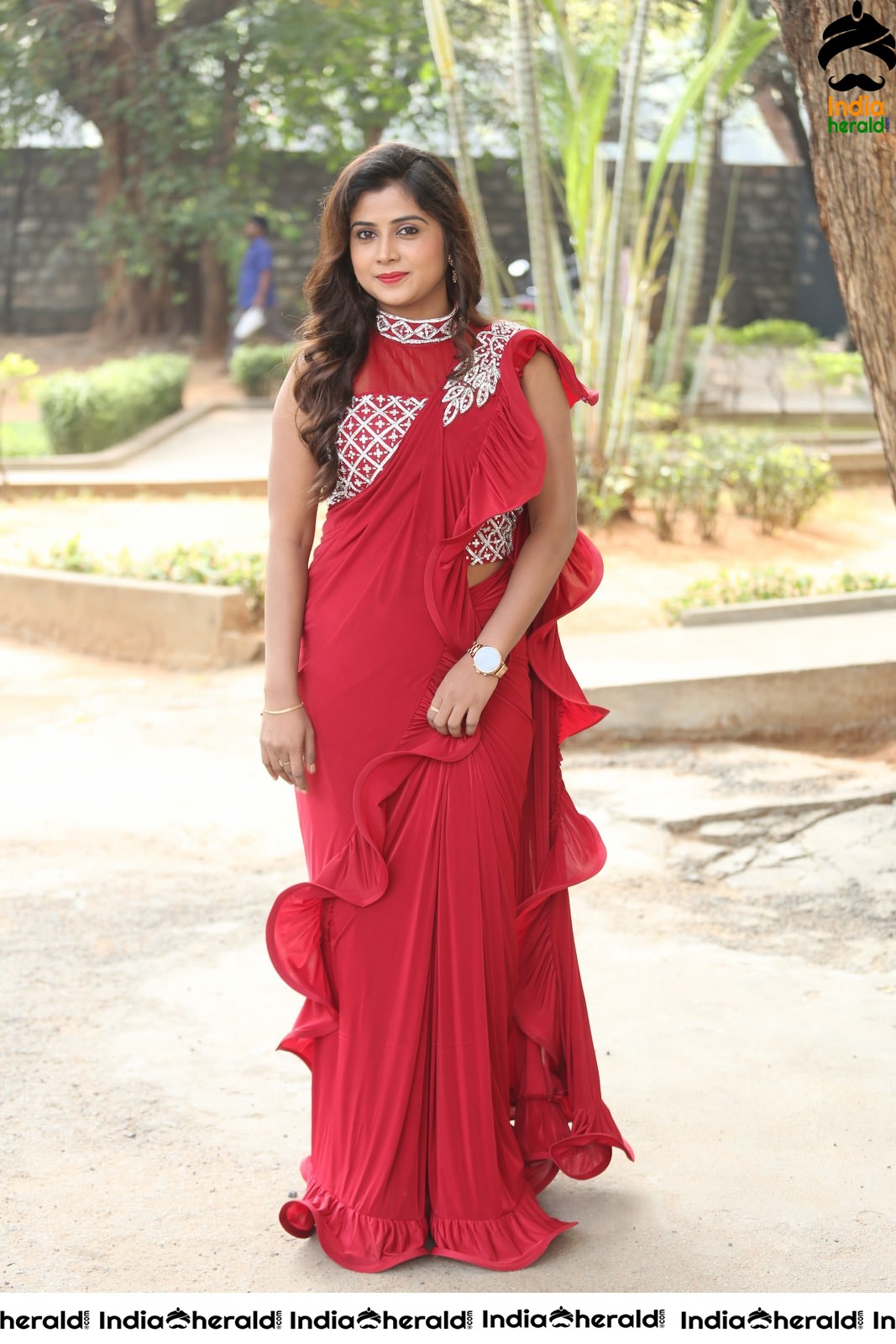 Sri Pallavi Latest Stills in Frill Saree Set 1