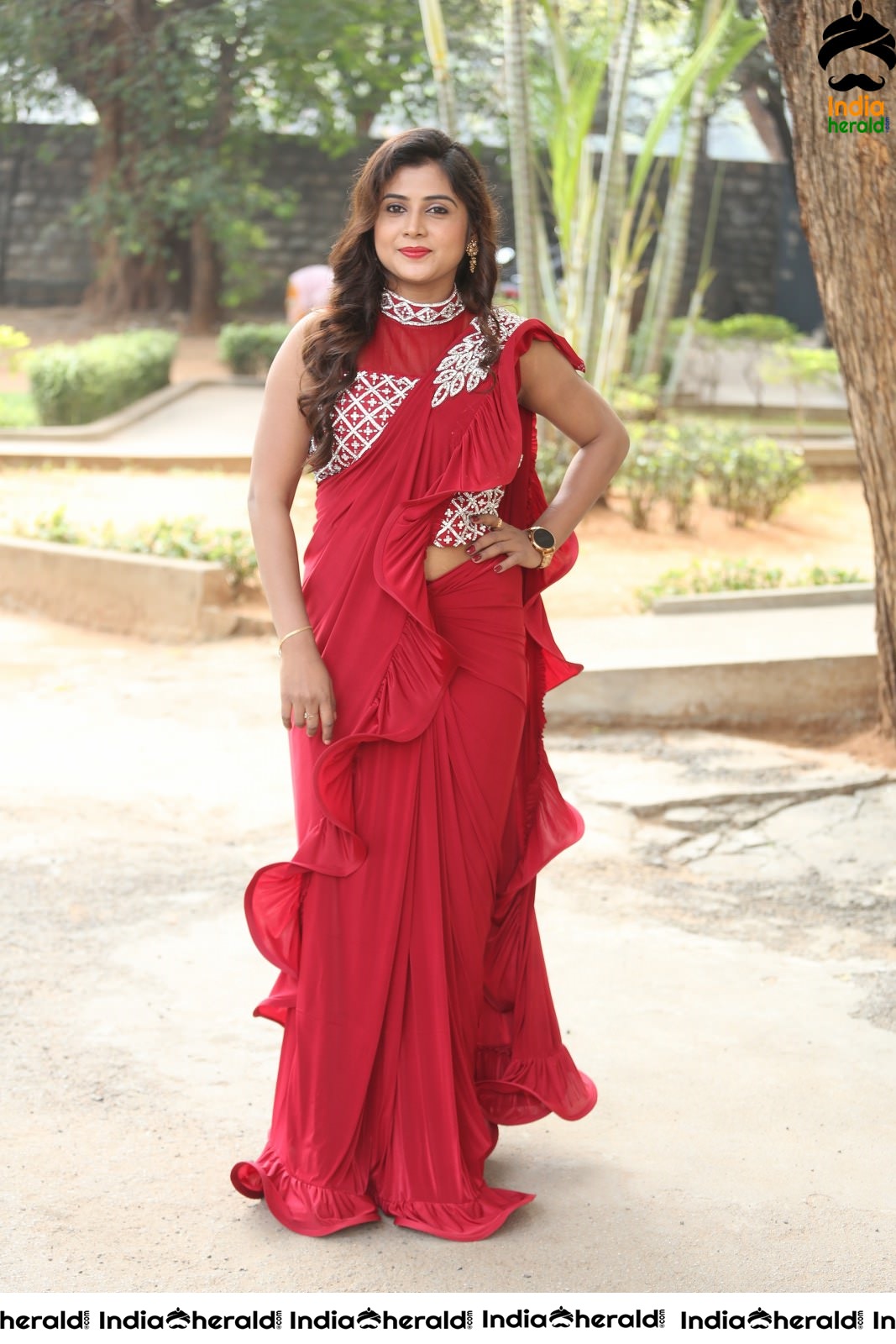 Sri Pallavi Latest Stills in Frill Saree Set 2