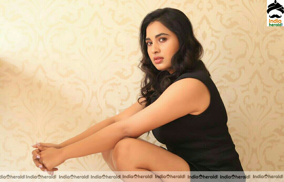 Srushti Dange Cute And Hot Black Dress Stills