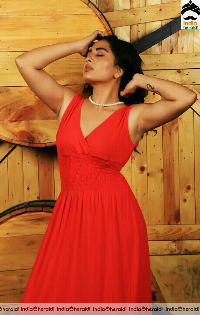Srushti Dange Hot Red Dress Stills