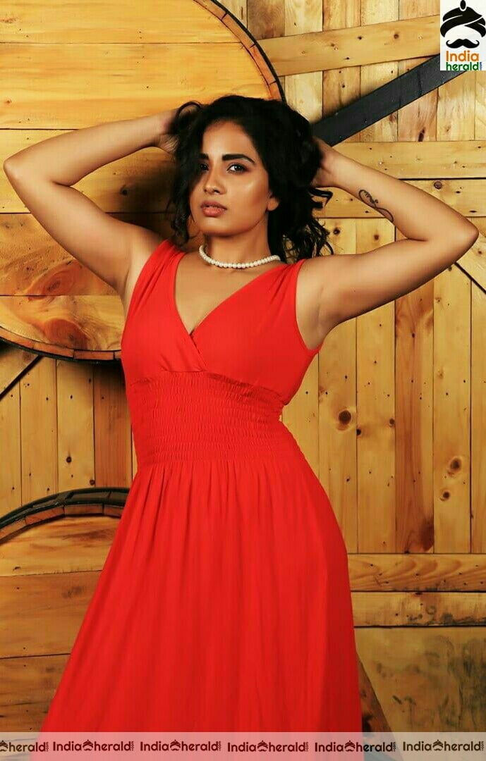 Srushti Dange Hot Red Dress Stills