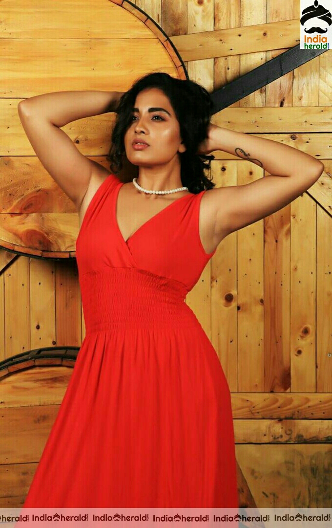 Srushti Dange Hot Red Dress Stills