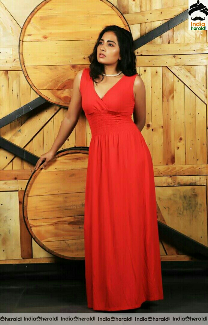 Srushti Dange Hot Red Dress Stills