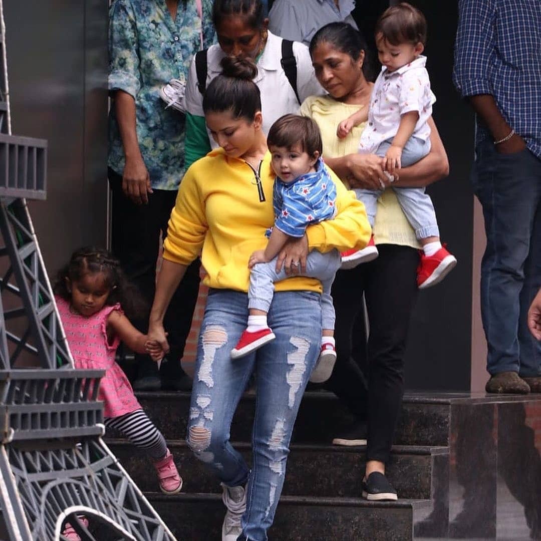 Sunny Had Stepped Out With Her Sons And Was Snapped By The Paparazzi