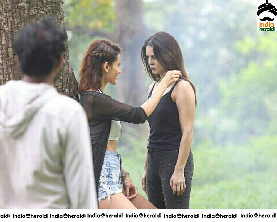 Sunny Leone And Mandana Karimi During An On Location Shoot