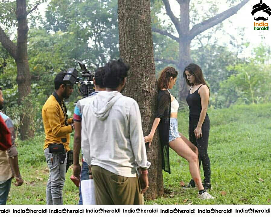 Sunny Leone And Mandana Karimi During An On Location Shoot