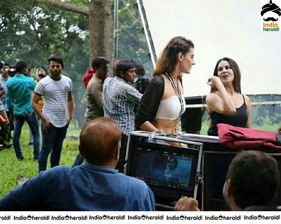 Sunny Leone And Mandana Karimi During An On Location Shoot