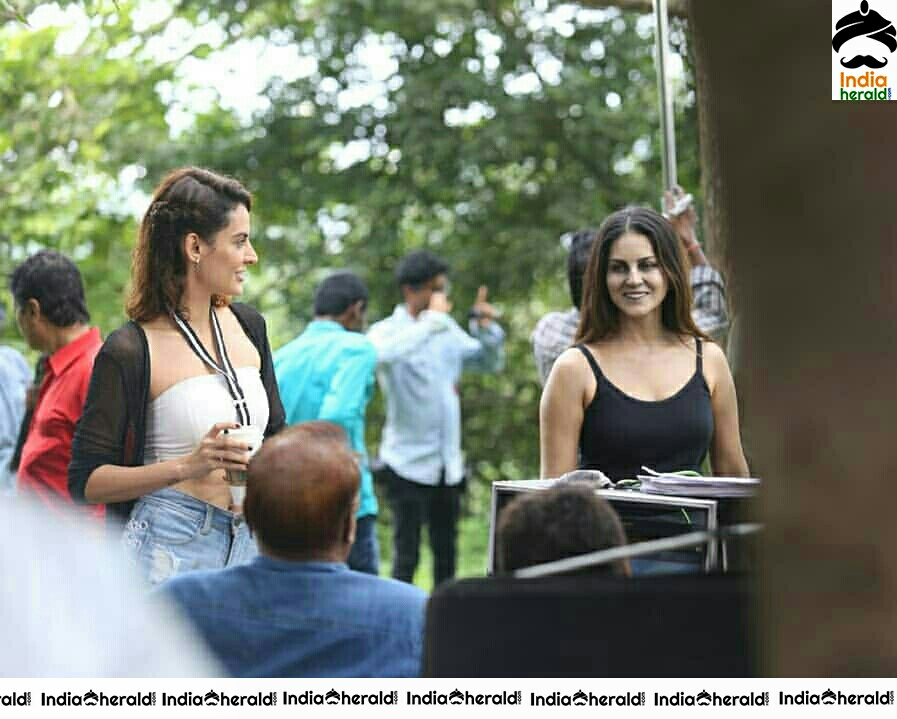 Sunny Leone And Mandana Karimi During An On Location Shoot