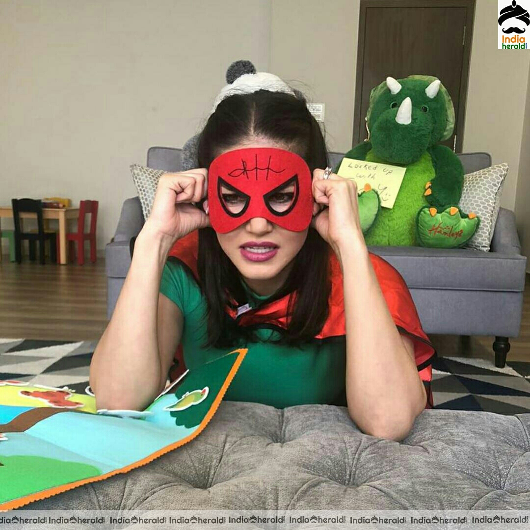 Sunny Leone make innovative idea to create her face mask and Gloves