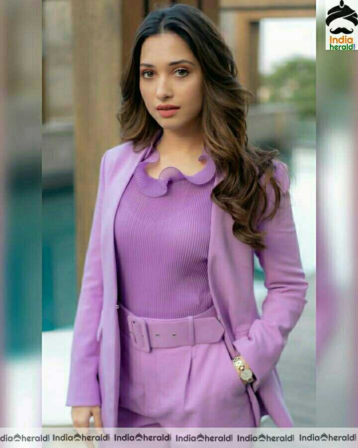 Tamanna Cute Lavander Colour Dress Photoshoot